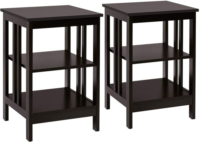 2 Piece 3 Tier Nightstand Set with Reinforced Structure and Stable Design image number 3