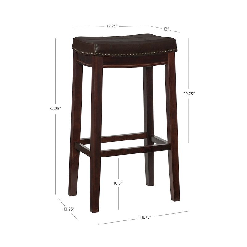 Linon Classic Bar Stool with Faux Leather Padded Seat image number 3