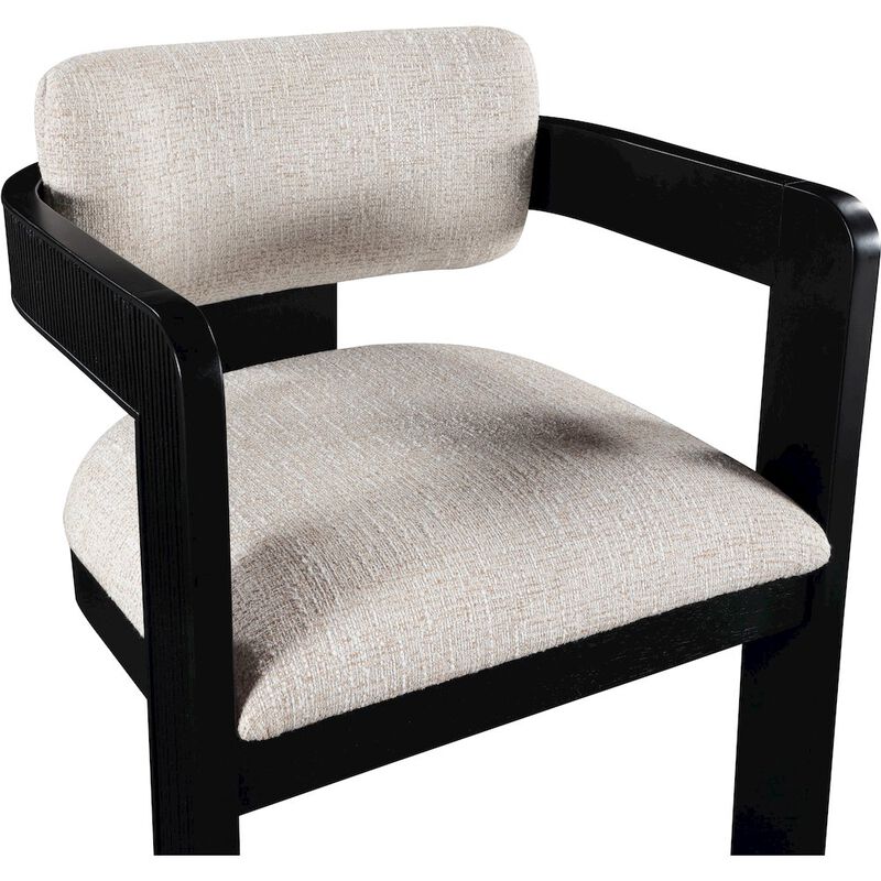 Meridian Furniture Sacha Beige Linen Textured Fabric Dining Chair, Set of 2