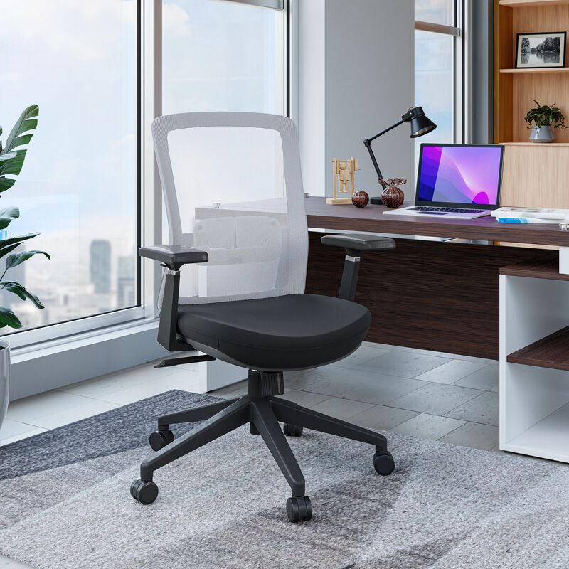 LeisureMod Ergonomic Office Chair Mid-Back Mesh Conference Chair Swivel Computer Chair With Adjustable Height and Armrests Ingram Series