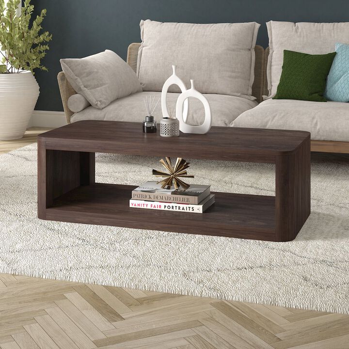 Hudson&Canal Kellan 47 Wide Rectangular Coffee Table in Alder Brown