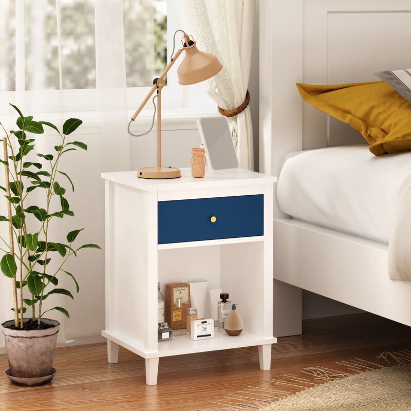 26.8" Assembled Wooden Nightstand 1-Drawer 1-Shelf for Kids Adults image number 2