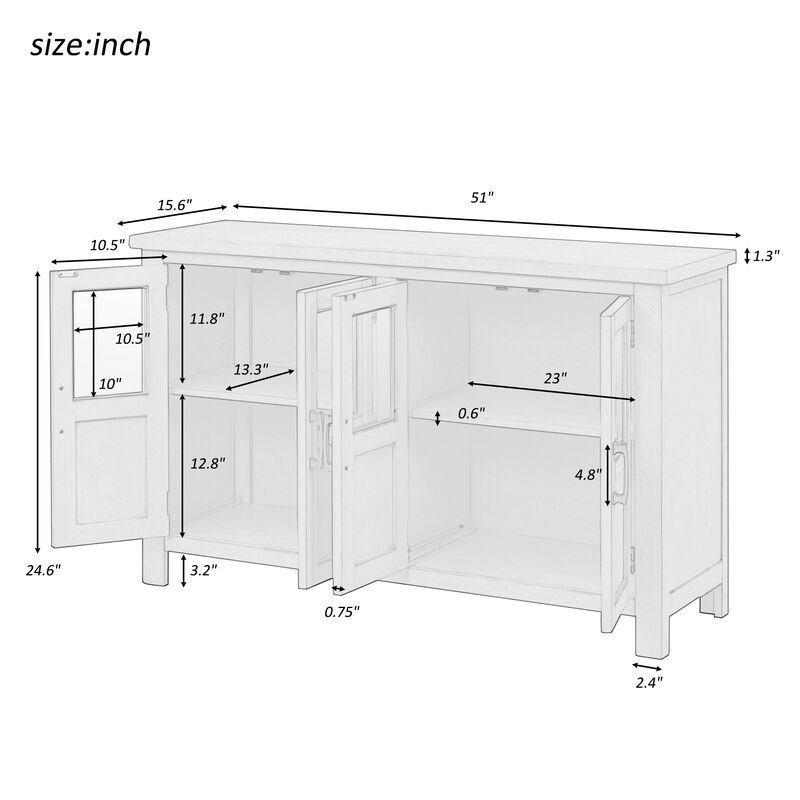 Merax Featured Four-door Storage Cabinet with Adjustable Shelf and Metal Handles