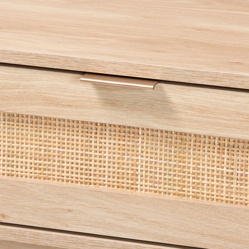 Baxton Studio Baird Mid Century Light Oak Brown Finished Wood 2 Drawer Console Table image number 5
