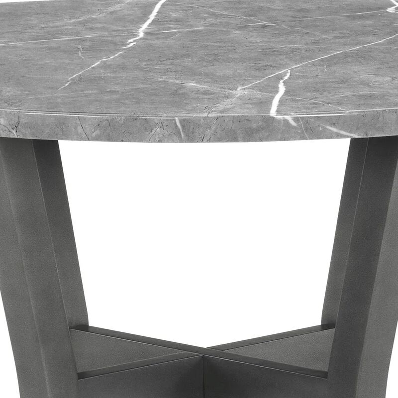 Skylar 5 Piece Dining Table Set, Wood, 4 Chairs, Glitter Gray Faux Leather - Benzara