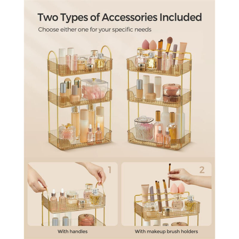 3-Tier Makeup and Skincare Organizer &ndash; Round Rotating Countertop Rack for Perfume, Serums & Lotions