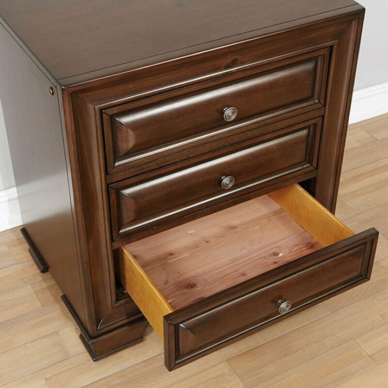 Streamdale Cherrywood 3-Drawer Nightstand w Nickel Knob