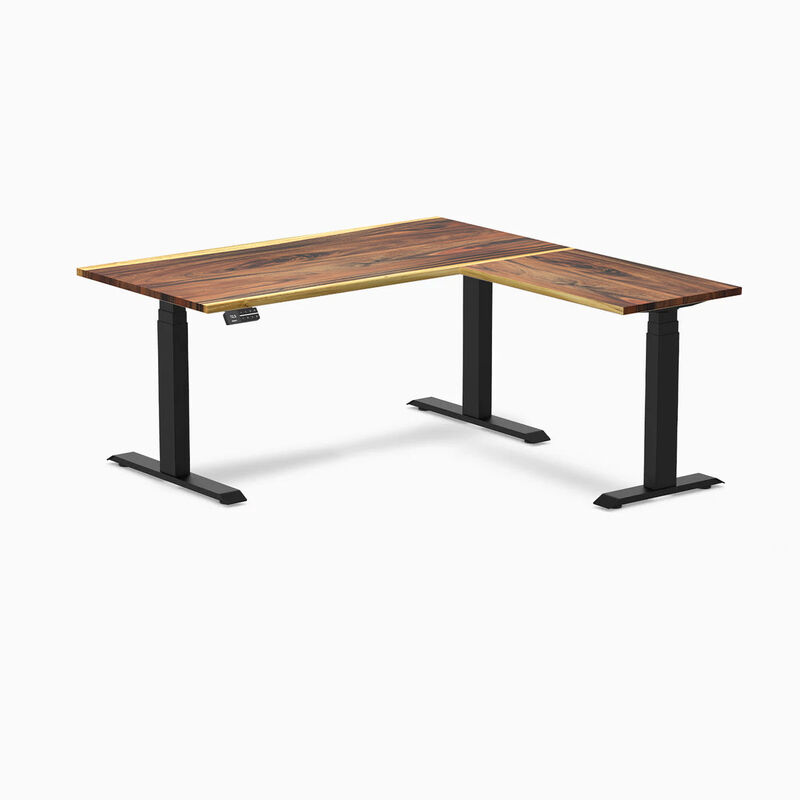 Desky Hardwood L-Shape Sit Stand Desk image number 0