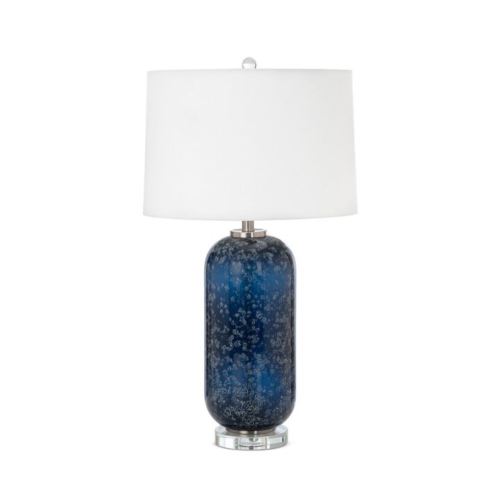 Lux Lighting Tootsie 30 Blue Glass Table Lamp w/ Crystal Base, (Set of 2)