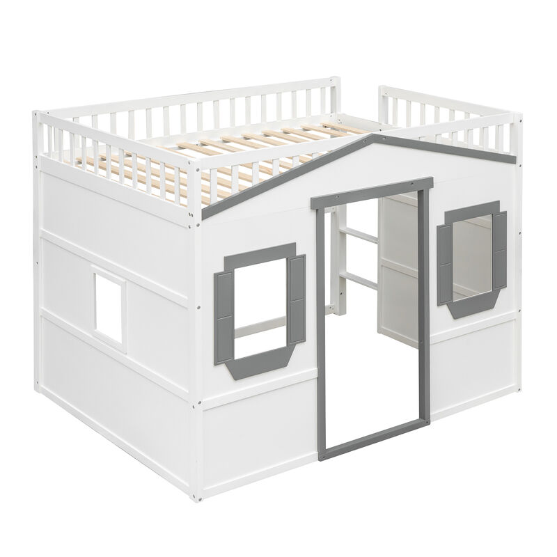Whisen Elegant Design Full Size House Loft Bed With Ladder