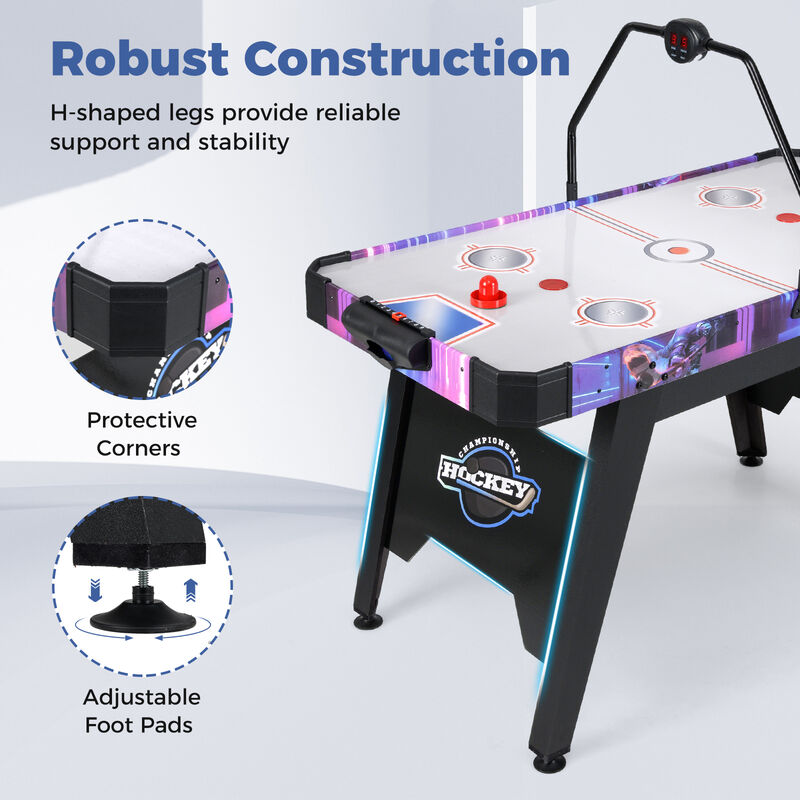 Air Hockey Table Game with LED Scoring Display and Powerful 12V Motor-White image number 5
