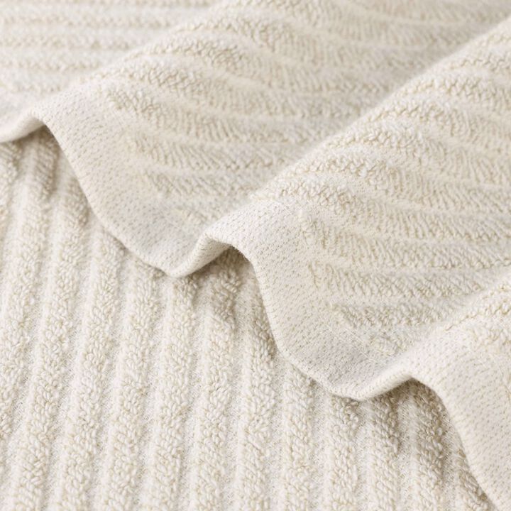 Cotton Blend Ribbed Hand Towels Set of 6, Soft Quick Dry Absorbent Towels for Daily Use