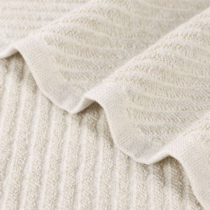 Cotton Blend Ribbed Hand Towels Set of 6, Soft Quick Dry Absorbent Towels for Daily Use image number 1