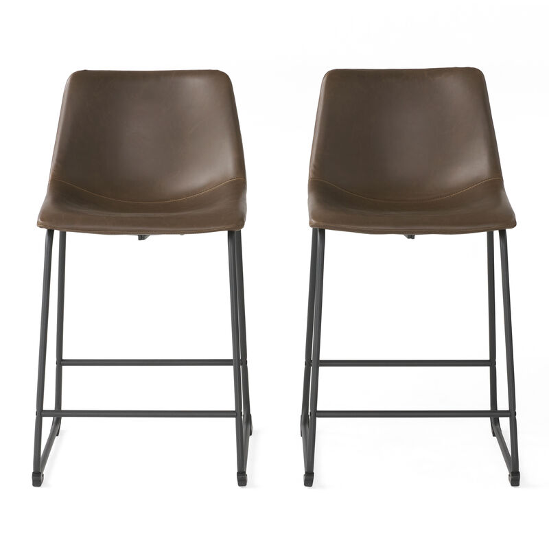 Christopher Knight Home Havelton Modern 24 Inch Faux Leather and Steel Frame Counter Stools (Set of 2)