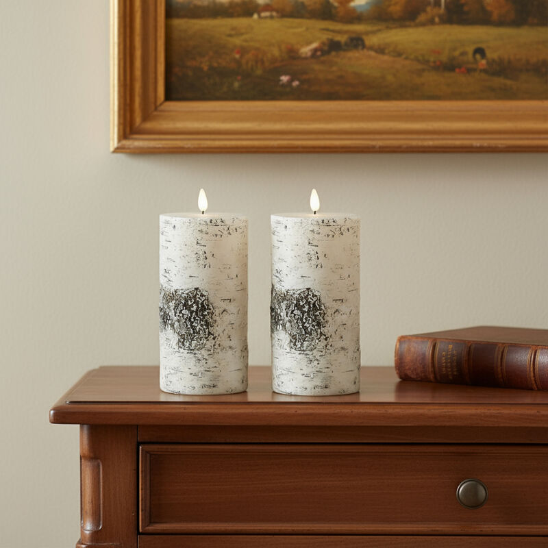 HomeRoots Set of Two Unscented Candle Flameless Pillar Candles image number 1