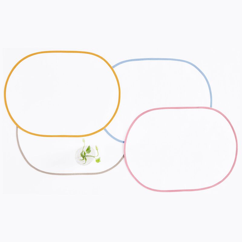 Solino Home Chloe 100% Linen Oval Placemats &ndash; Set of 4, 14 x 19 in, Machine Washable, Holiday and Everyday Dining