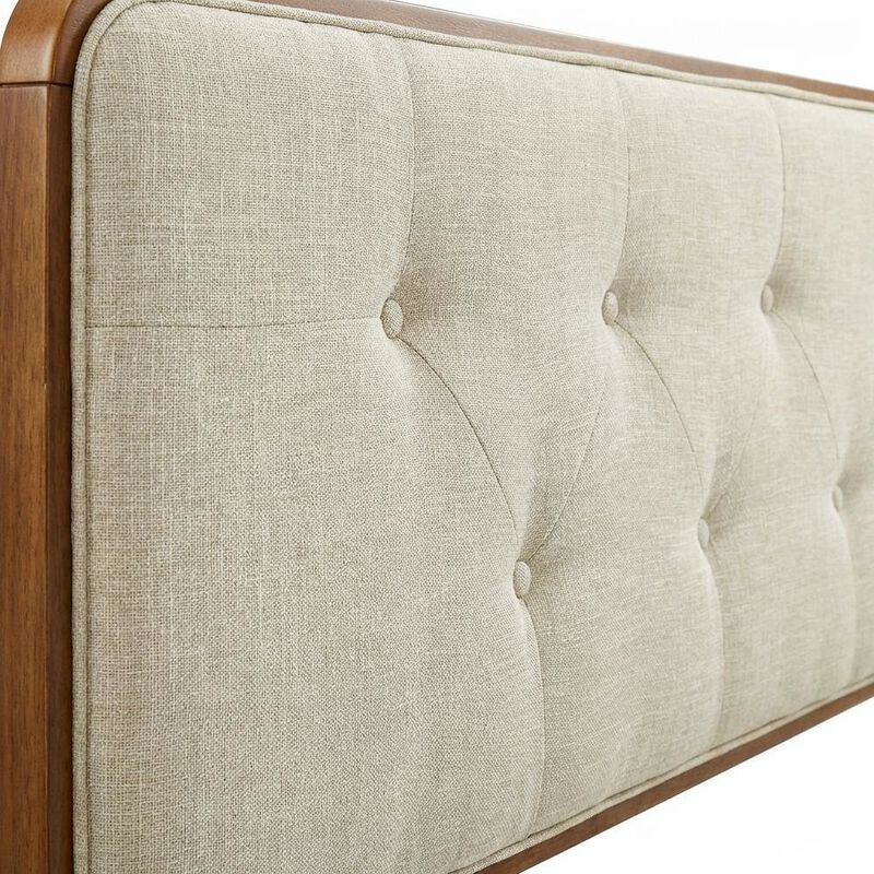 Tufted Gray Fabric Twin Headboard with Wooden Frame and Upholstered Design image number 4