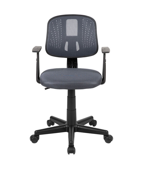 Flash Fundamentals Mid-Back Gray Mesh Swivel Task Office Chair with Pivot Back and Arms