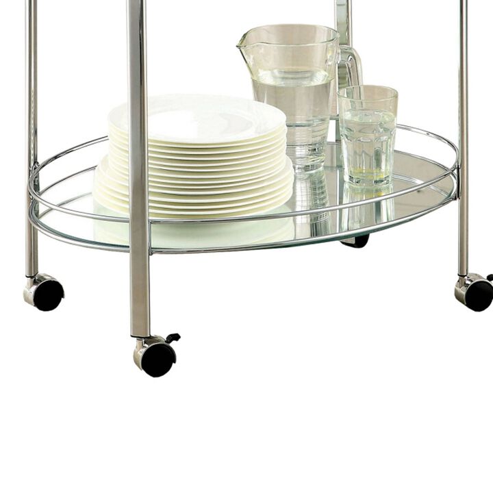 Loule Contemporary Serving Cart In Chrome Finish-Benzara
