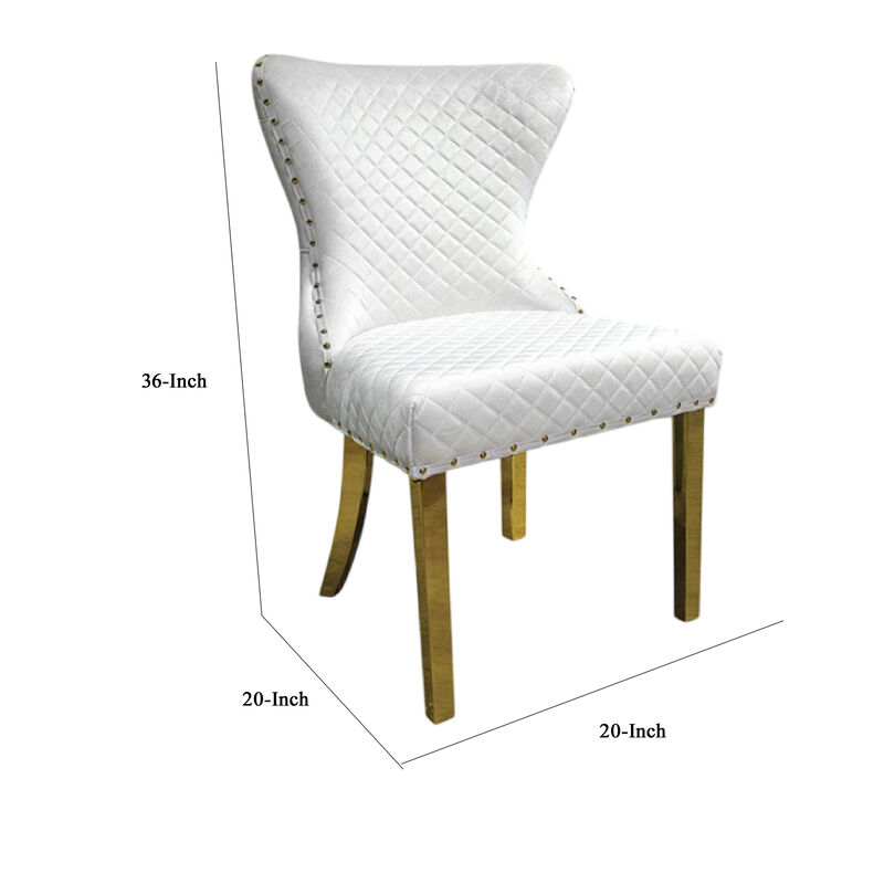 Anova Dining Side Chair Set of 2, Diamond Pattern White Seat, Gold Leg image number 4