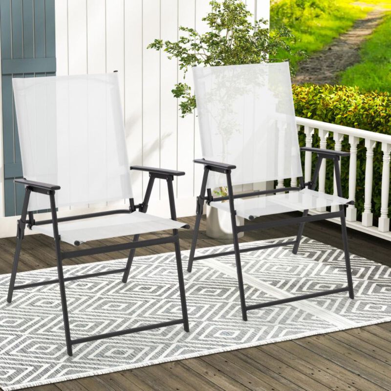 Hivvago 2 Pieces Patio Folding Chairs with Armrests for Deck Garden Yard