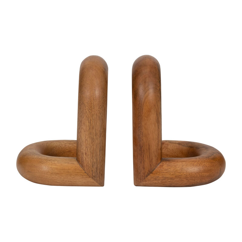 Wood S/2 7" Loopy Bookends image number 0