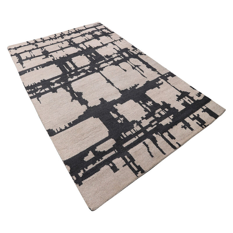 HAND KNOTTED WOOL Contemporary AREA RUGS  - Rectangle Shape, Contemporary Modern, Medium Pile Handmade Area Rugs for Living Room, Bed Room (N00065) image number 2