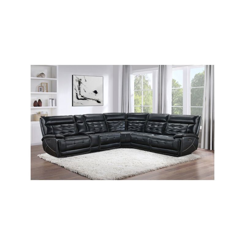 Coaster Co. of America Hewitt Leather Upholstered Power Reclining Sectional Black image number 3