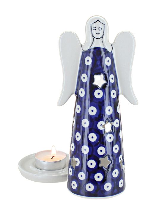 Blue Rose Polish Pottery Dots Large Angel Luminary