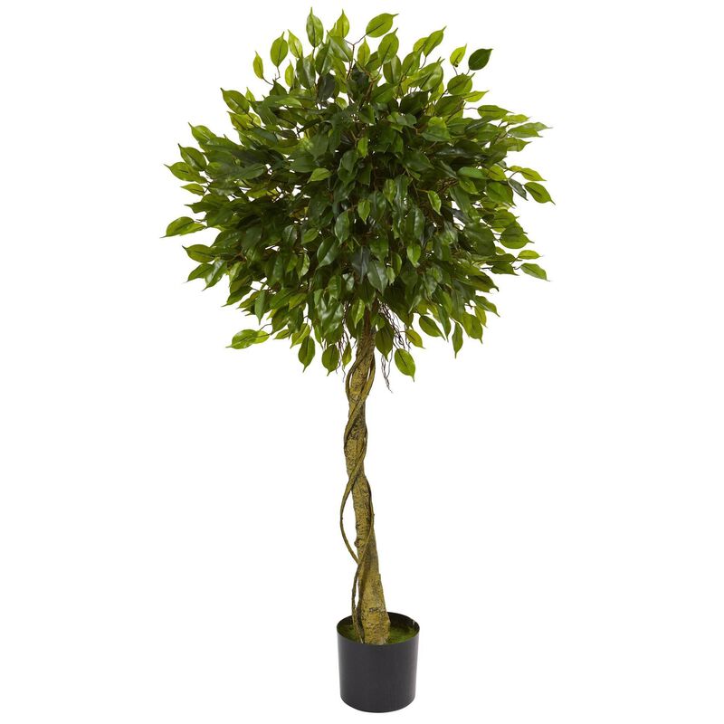 Nearly Natural 5-ft Ficus Tree Topiary UV Resistant (Indoor/Outdoor)