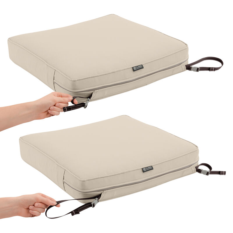 Classic Accessories FadeSafe Chair, Antique Beige, 44" L x 20�W T Montlake Quilted Patio Cushion, 20" W x 20" D x 3" x20"W x 24" H x 3"