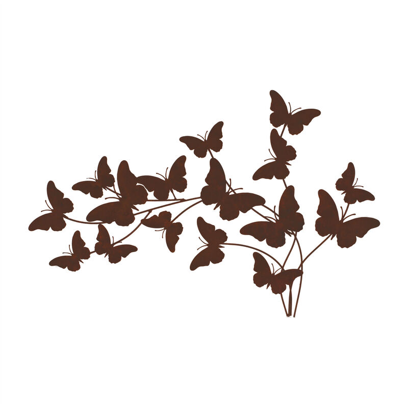 HomeRoots 18" X 29" Brown Metal Butterflies Hanging Dimensional Sculpture image number 0