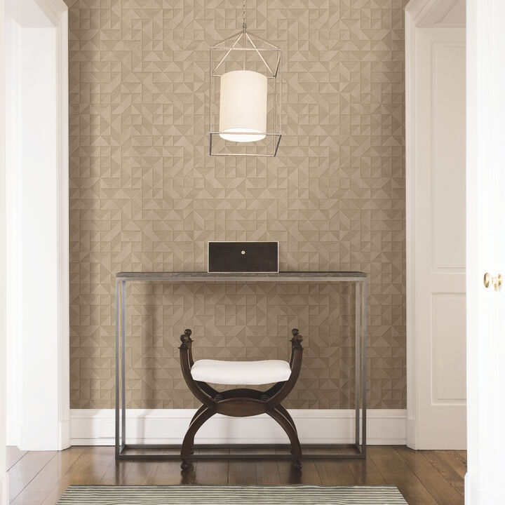 Gallerie Beige Geometric Wood Wallpaper