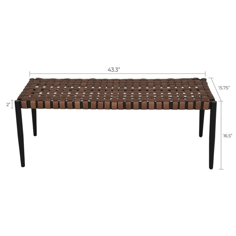 MONDAWE Patio Wicker Rattan Bench,In Metal Frame For Outdoor