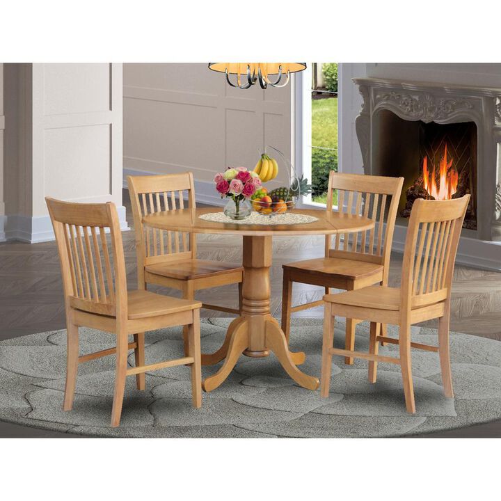 5 Pc small Kitchen Table set-round Table and 4 Dining Chairs.