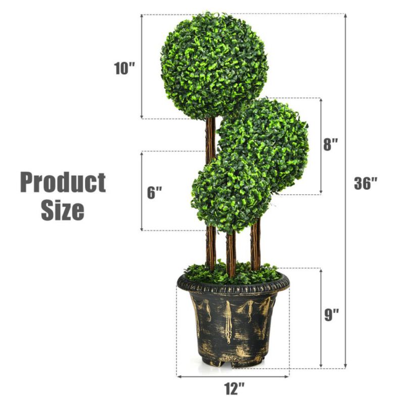 Hivvago Artificial Topiary Triple Ball Tree for Indoor and Outdoor