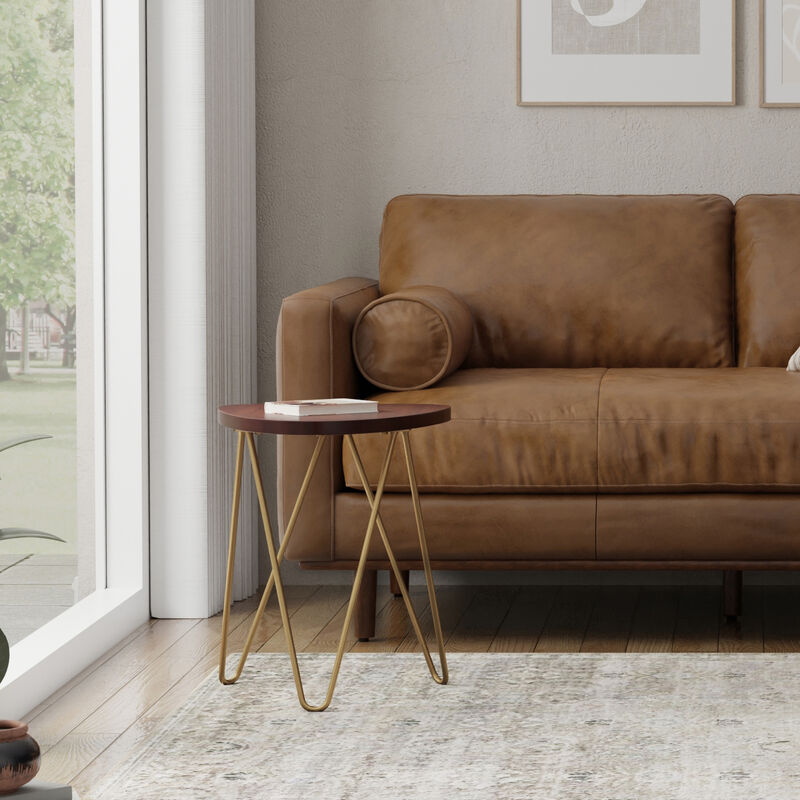 Patrice Modern 18 inch Wide Metal and Wood Accent Side Table in Dark Brown