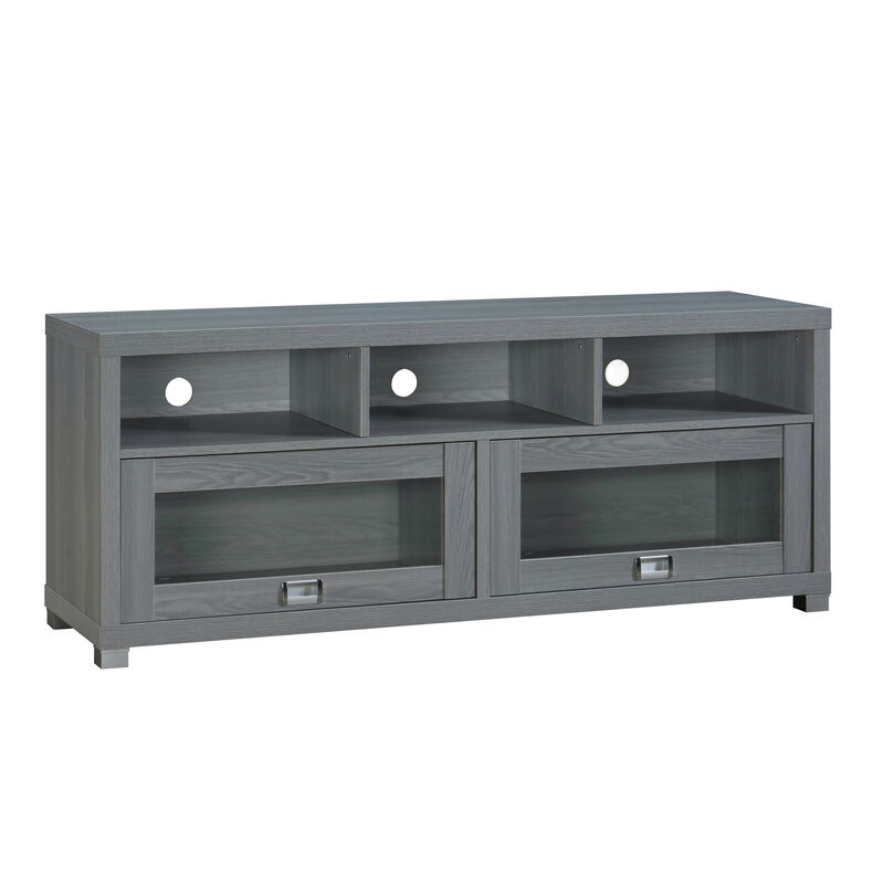 HomeRoots 57" Gray Wood Enclosed and Open Storage TV Stand image number 2