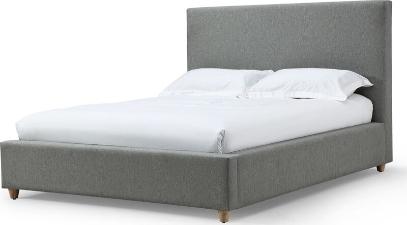 Olivia Upholstered Platform Bed in Pewter
