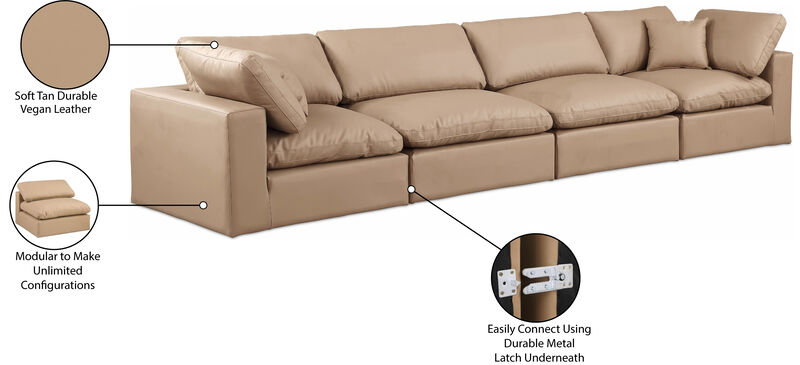 Meridian Furniture Comfy Tan Vegan Leather Modular Sofa image number 8