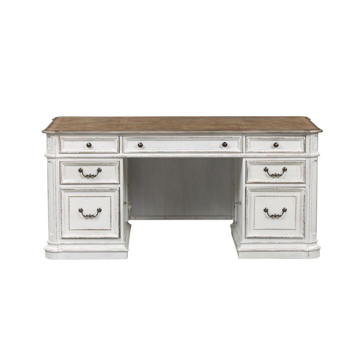Liberty Furniture Magnolia Manor Complete 5 Piece Desk in Antique White