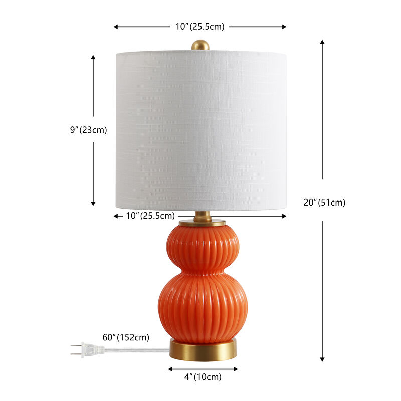 Daphne 20" Contemporary Transitional Metal/Glass Ribbed Gourd LED Table Lamp