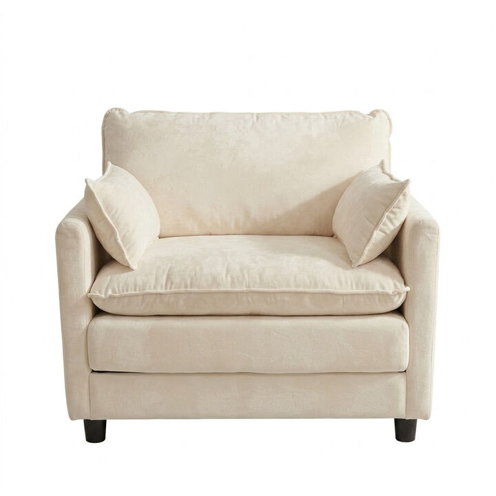 Envelor Modern Chenille 2-Seat Accent Sofa with Ottoman and Decorative Pillows