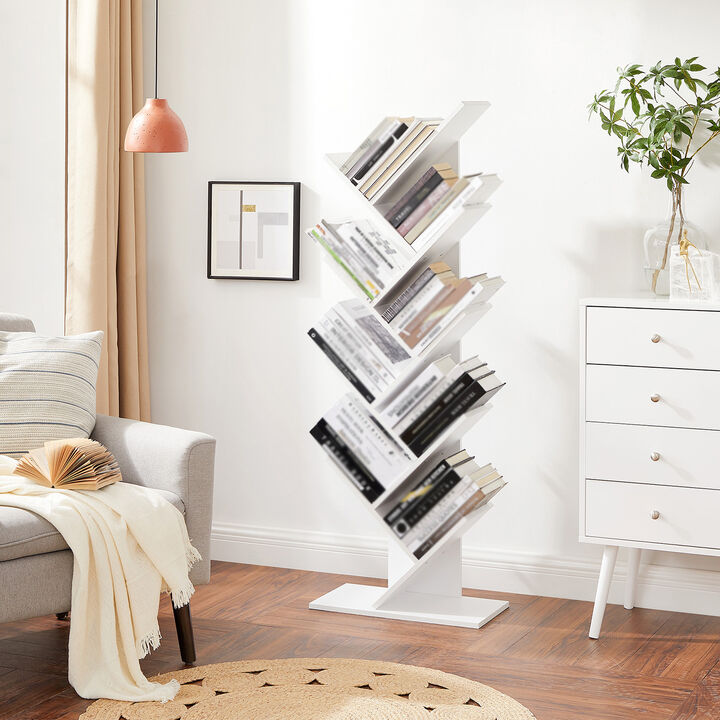9-Tier Vertical Tree Bookcase – Space-Saving Freestanding Bookshelf for Bedroom, Study or Reading Nook