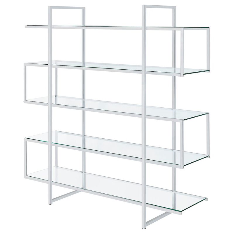 Coaster Elmer 5-shelf Bookcase Chrome and Clear image number 6