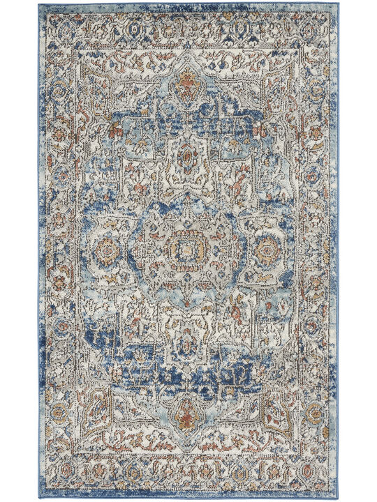 Quarry QUA11 Ivory/Blue 3' x 5' Rug