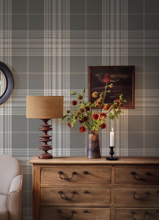 Westley Grey Plaid Wallpaper