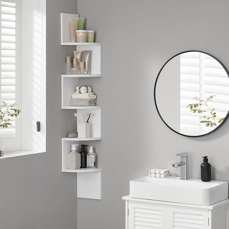 5-Tier Wall Mounted Corner Shelf for Space-Saving Storage and Display