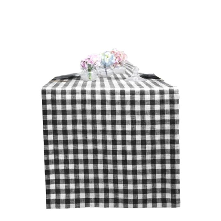 Solino Home 100% Pure Linen Table Runner - Gingham Check