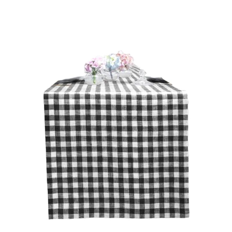 Solino Home 100% Pure Linen Table Runner - Gingham Check